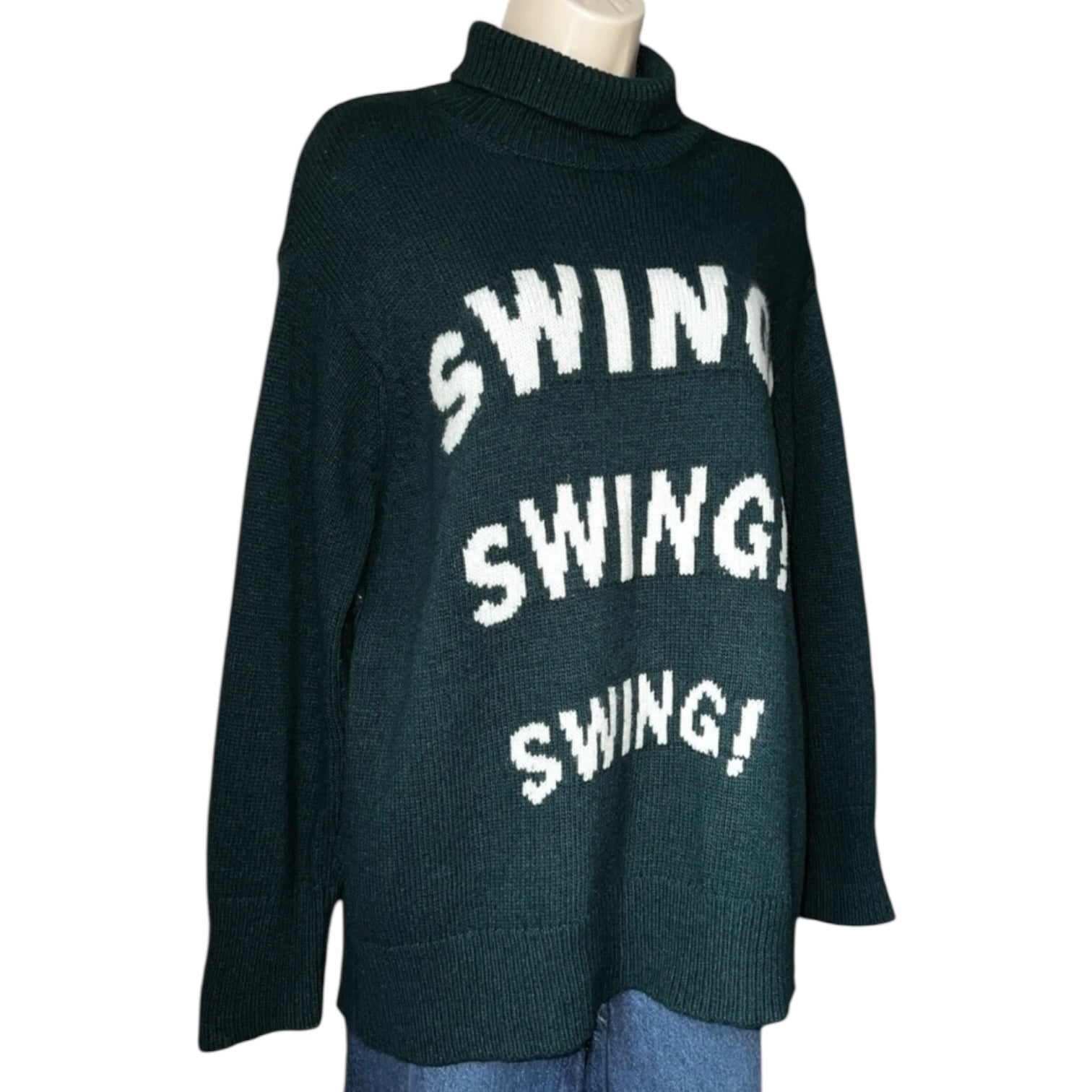 Sandro Wool-Cashmere Oversized Turtleneck Jumper – Swing Intarsia, Size 1