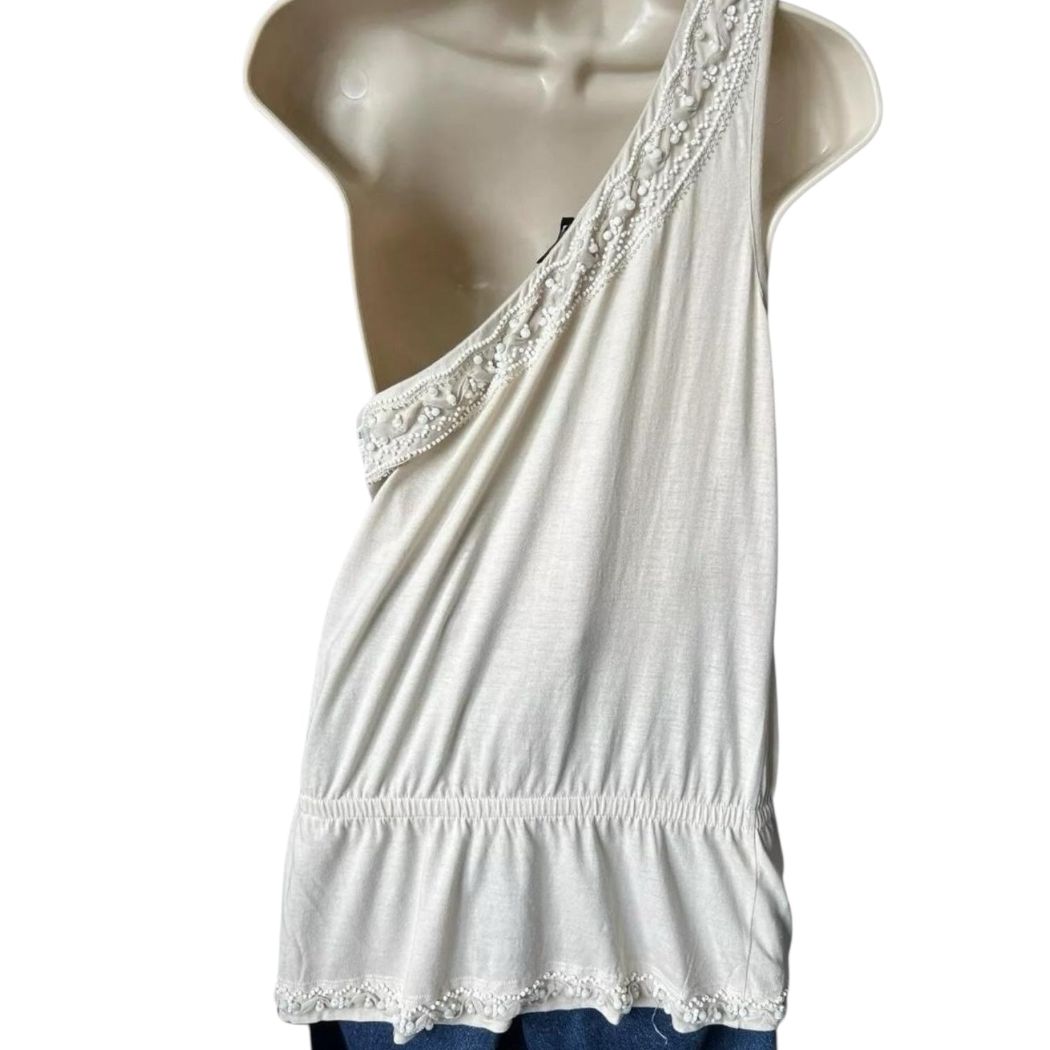 Vintage D&G Dolce & Gabbana Beaded Fringe Top – One Shoulder, IT42