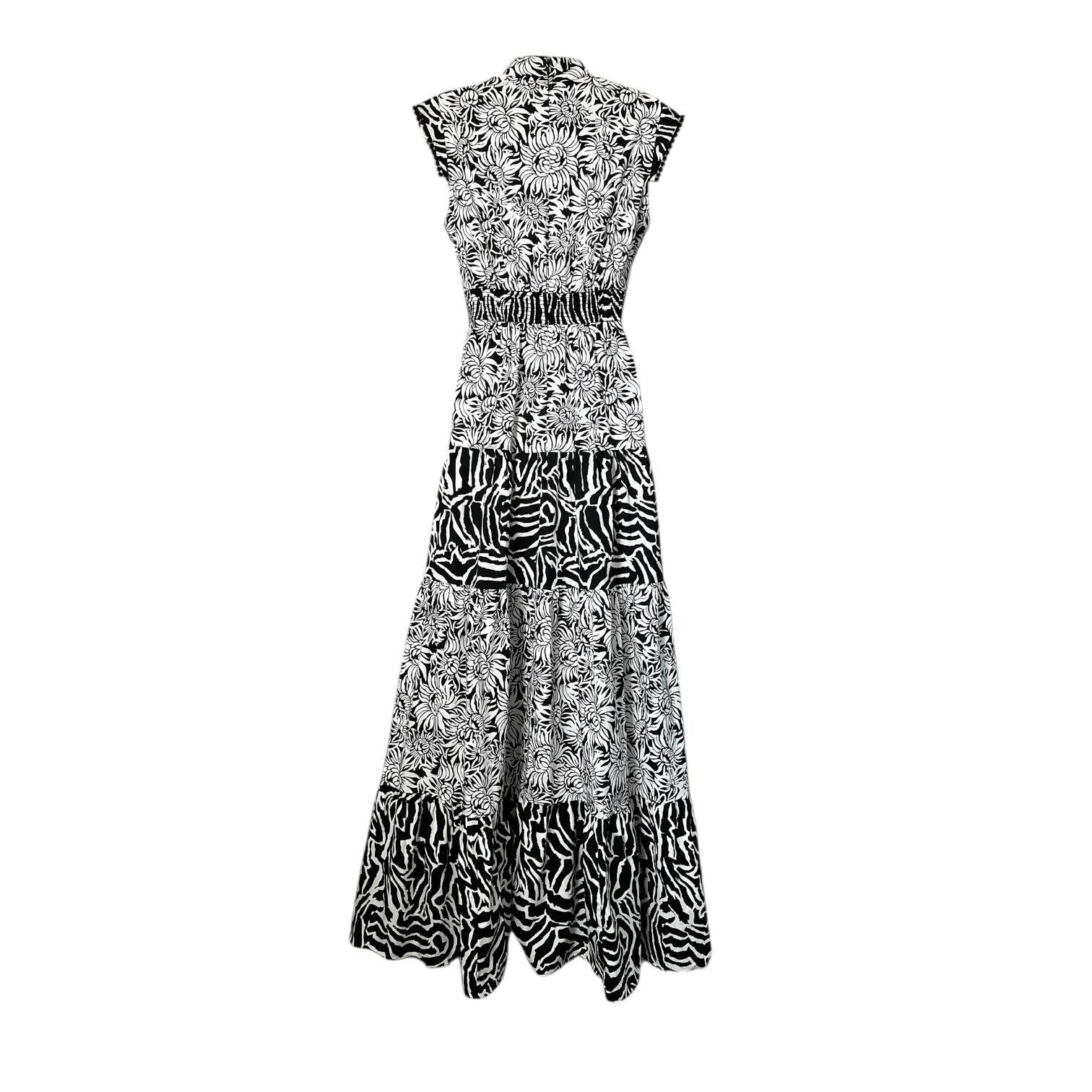 DVF Floral Tiered Maxi Dress – Pompom Zebra Print, US6 – pre-loved