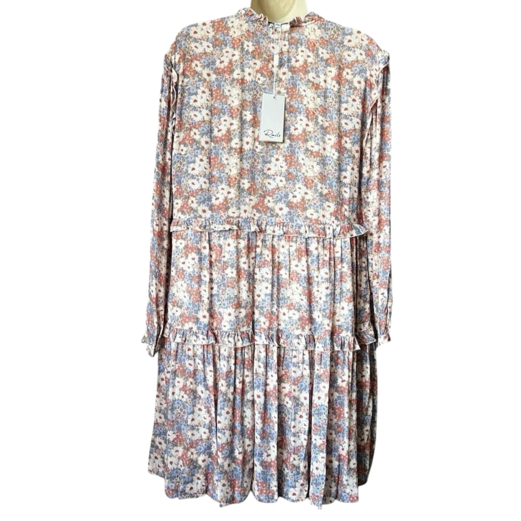 Rails Poppie Floral Ruffle Tiered Long Sleeve Mini Dress – Pink Jasmine, XS