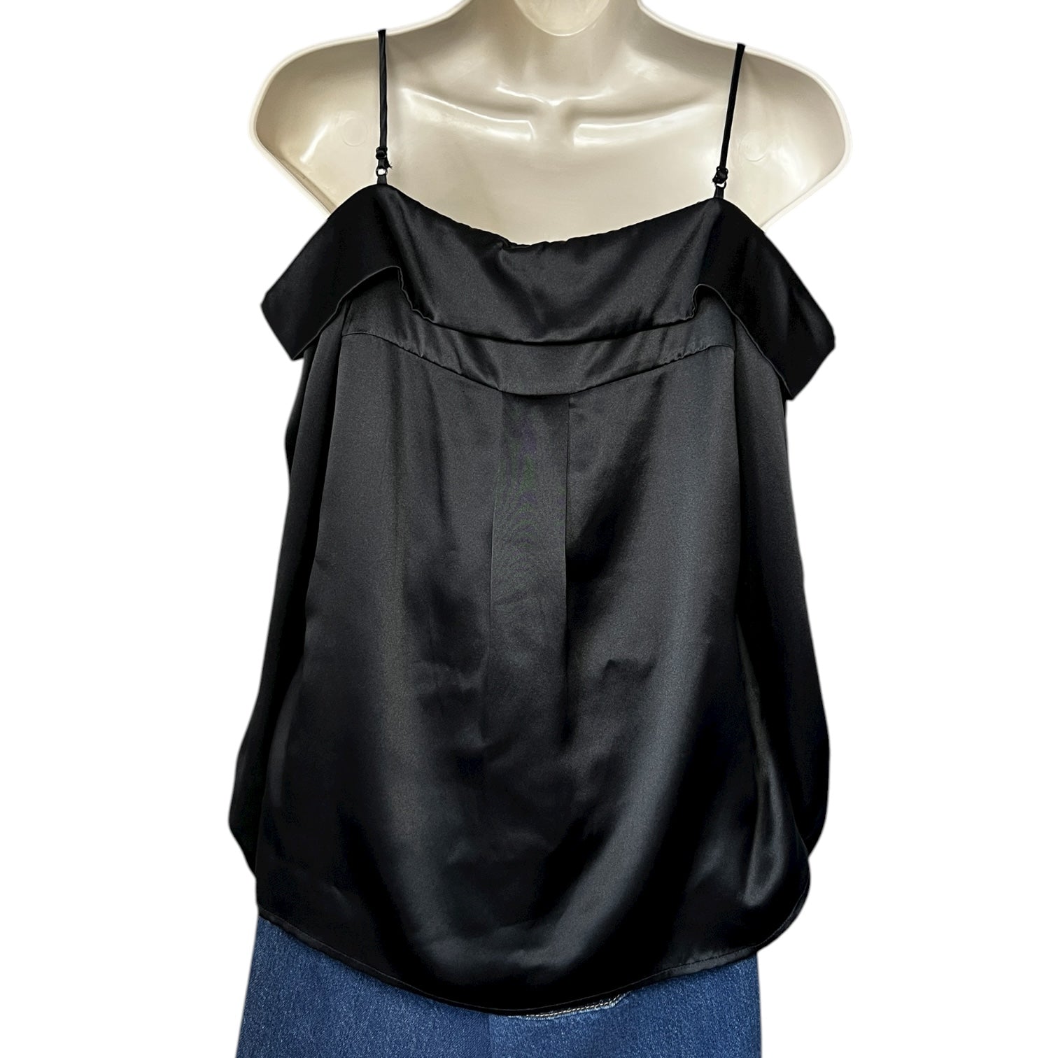 Jonathan Simkhai Caylee Black Silk Lace Plissé Off-Shoulder Blouse – XS