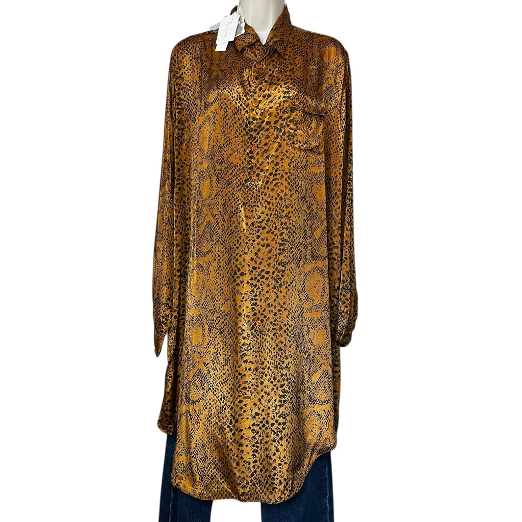 Mes Demoiselles Snake Print Kaftan Shirt Dress – Relaxed Tunic Blouse, FR38