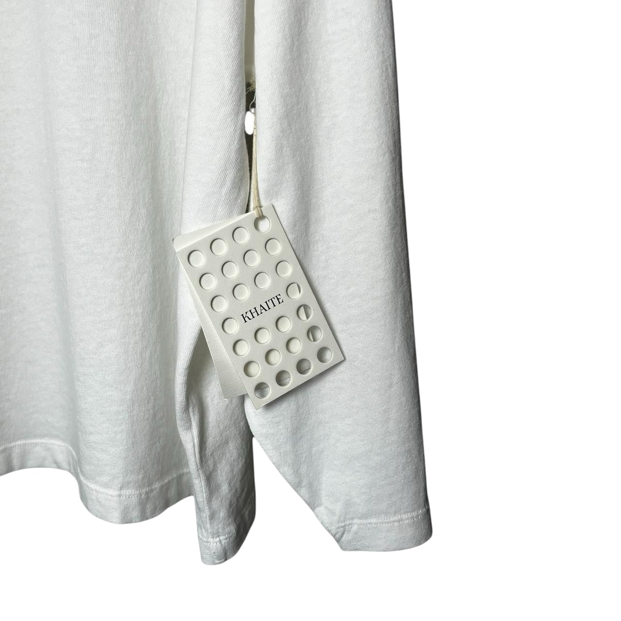 Khaite White Logo Patch Oversized Tee – Cotton Long Sleeve T-Shirt, XL