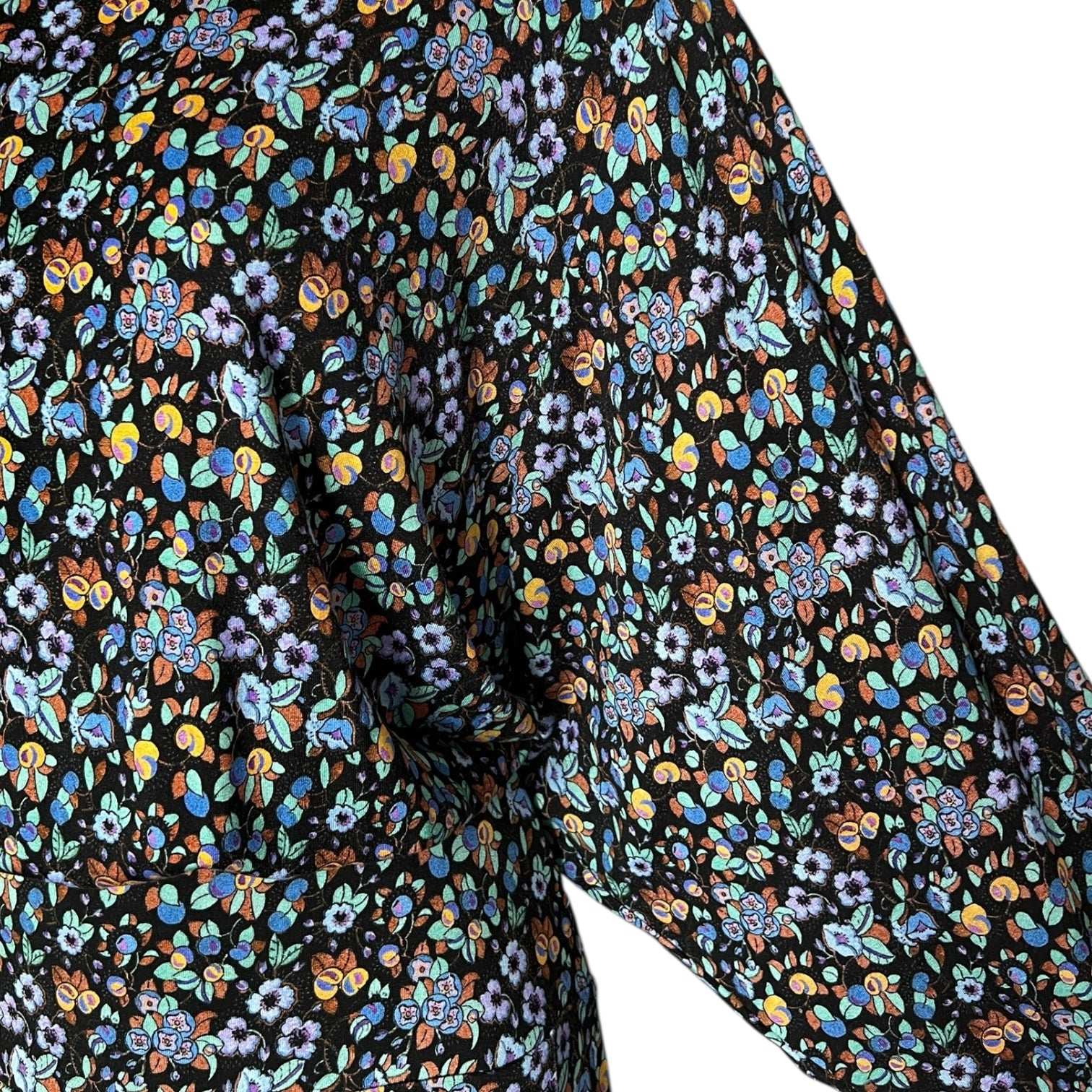 Rixo Marina Turtleneck Midi Dress – Retro Floral, Stretch Jersey, UK12 M – pre-loved