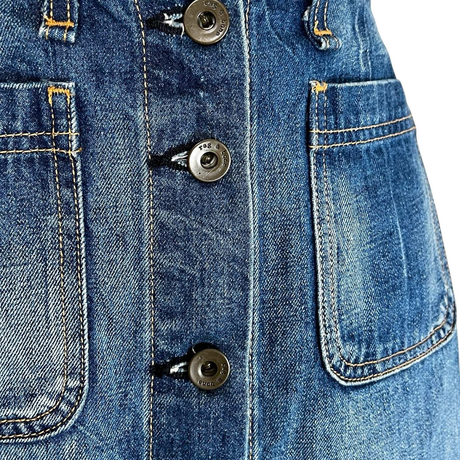 Rag & Bone Denim Mini Skirt – Patch Pockets, High Waisted, W25 – pre-loved