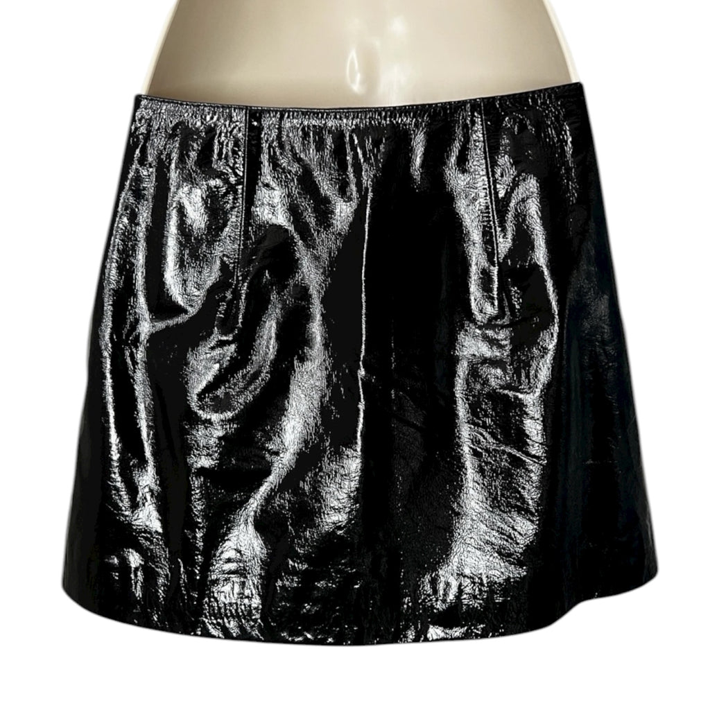 P.A.R.O.S.H. Black Patent Leather Mini Skirt – Zip, XS