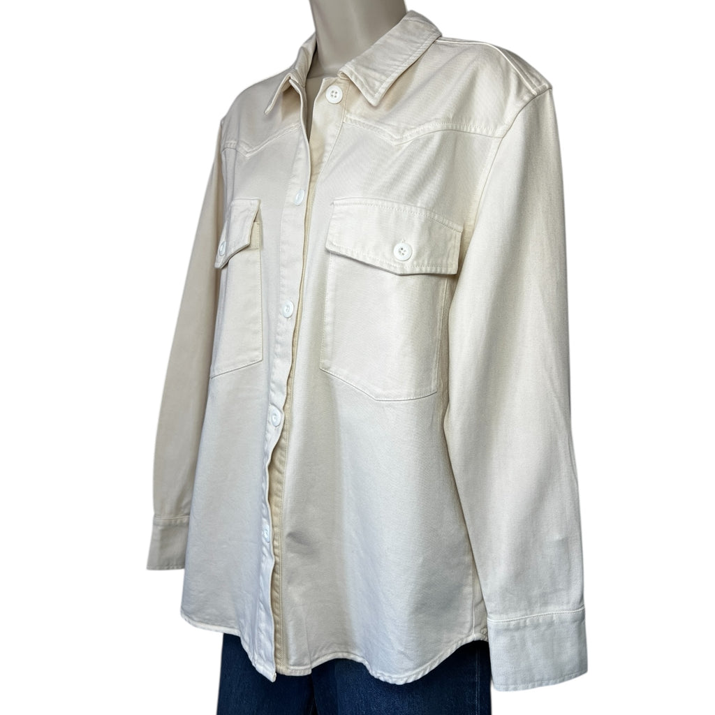 Rails August Western Shirt Jacket – Twill Denim, Ecru, M