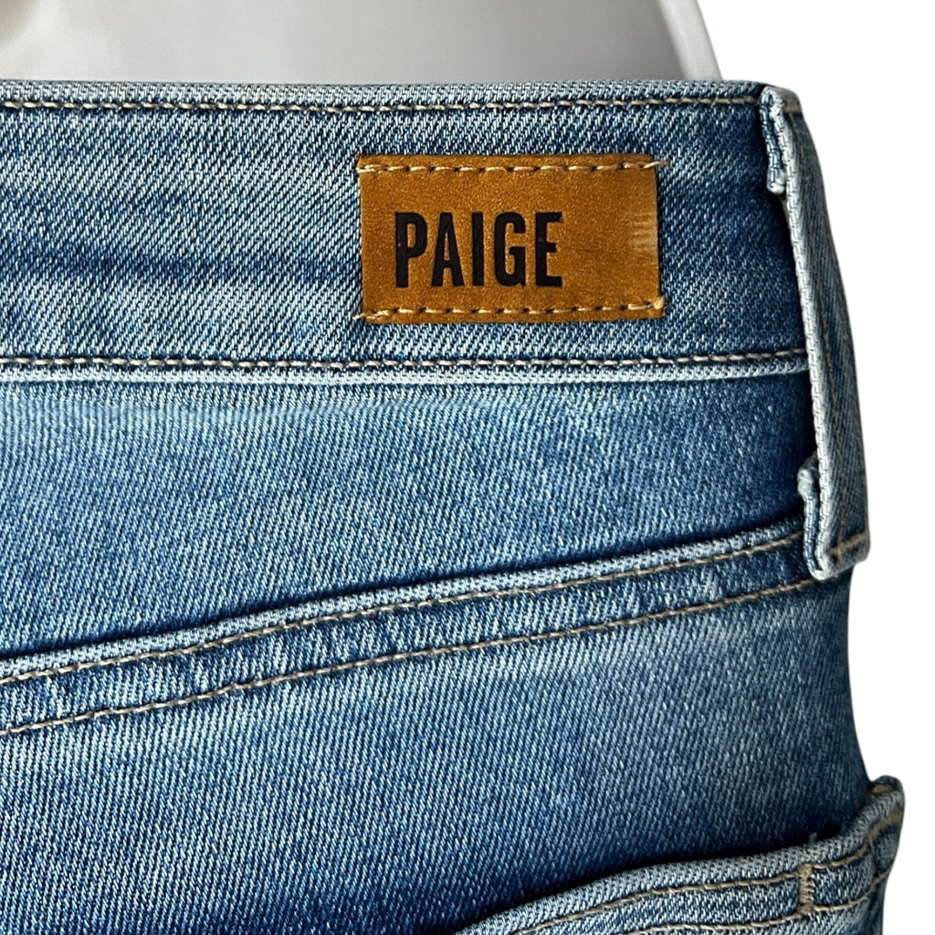 Paige Pieced Colette Crop Flare Jeans – Two-Tone Denim, Size 25