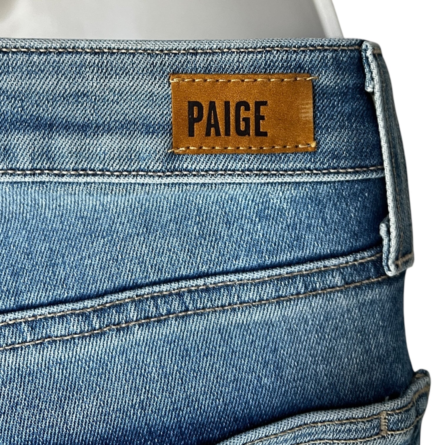 Paige Pieced Colette Crop Flare Jeans – Two-Tone Denim, Size 25