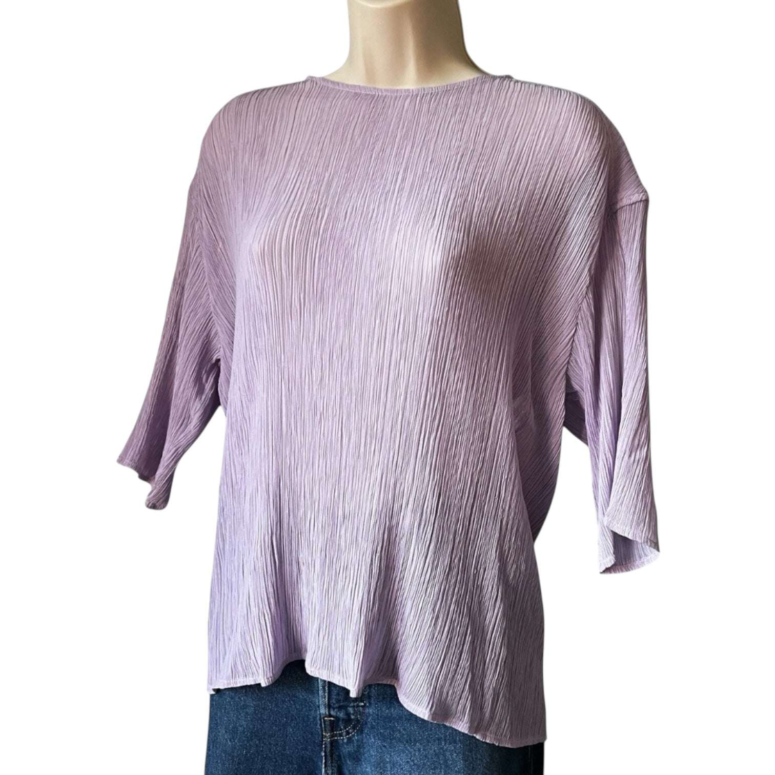 Nina Ricci Sheer Pleated Silk Top – Crinkled Gauze, Relaxed Fit, FR 36 – pre-loved