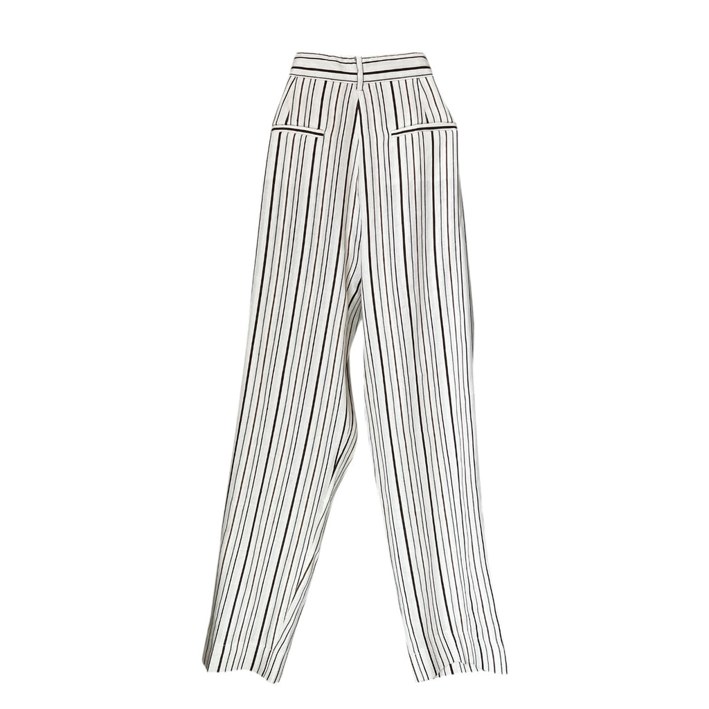 MaxMara PennyBlack Striped Linen Cropped Trousers – UK14