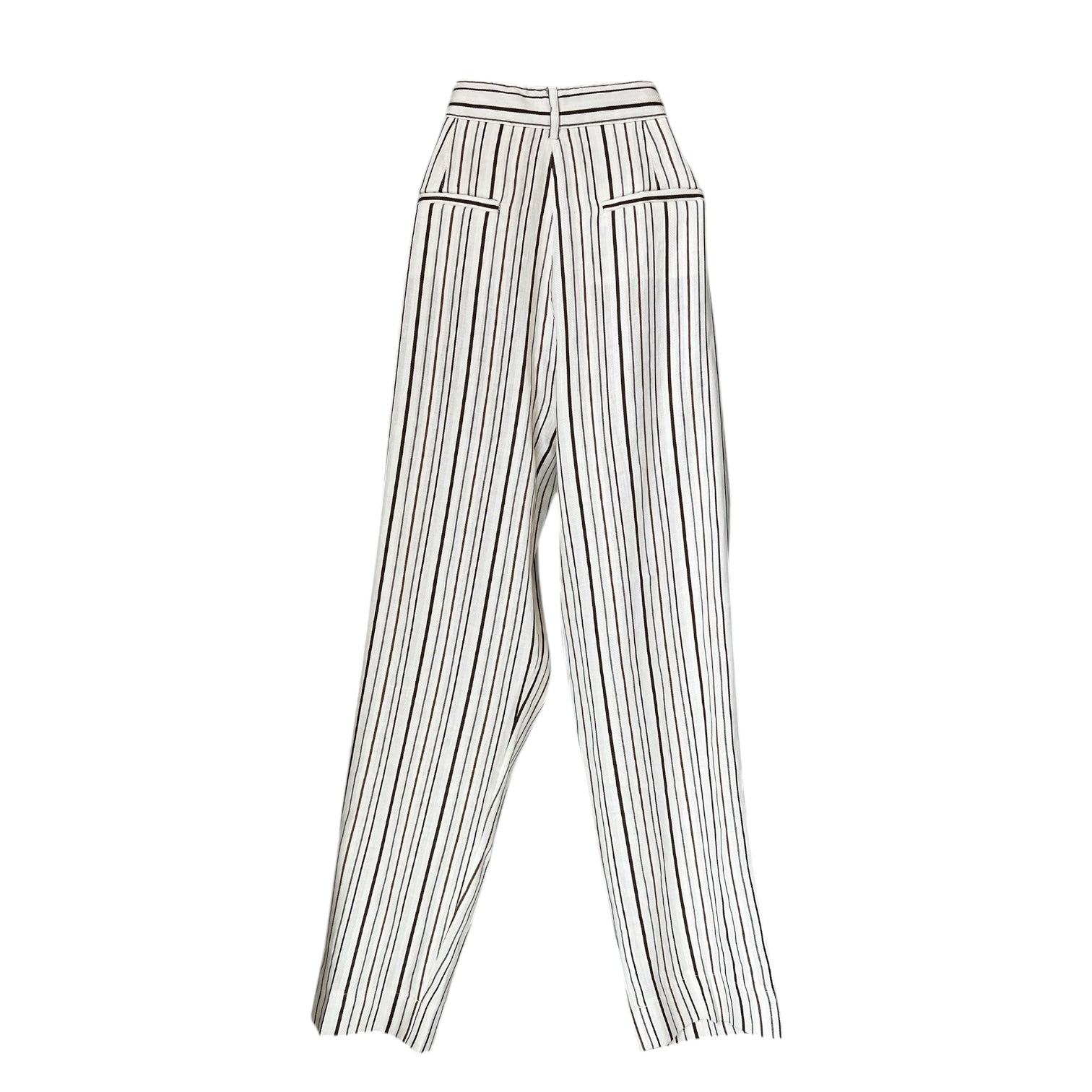 MaxMara PennyBlack Striped Linen Cropped Trousers – UK14