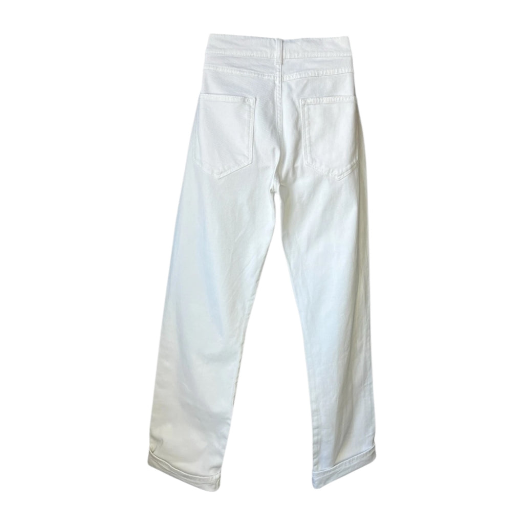 Christopher Kane Heart Embroidered Straight Boyfriend Jeans – White, Sz 25