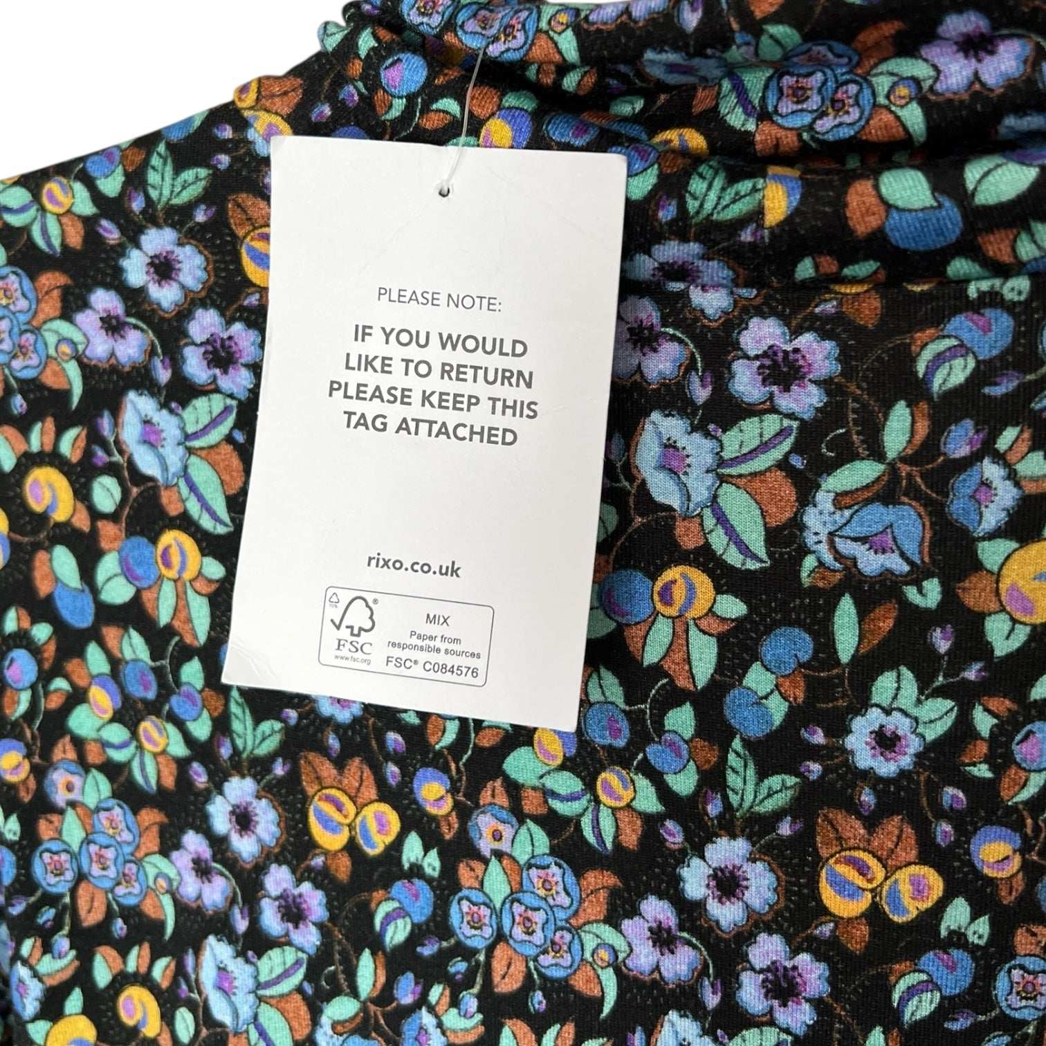 Rixo Marina Turtleneck Midi Dress – Retro Floral, Stretch Jersey, UK12 M – pre-loved