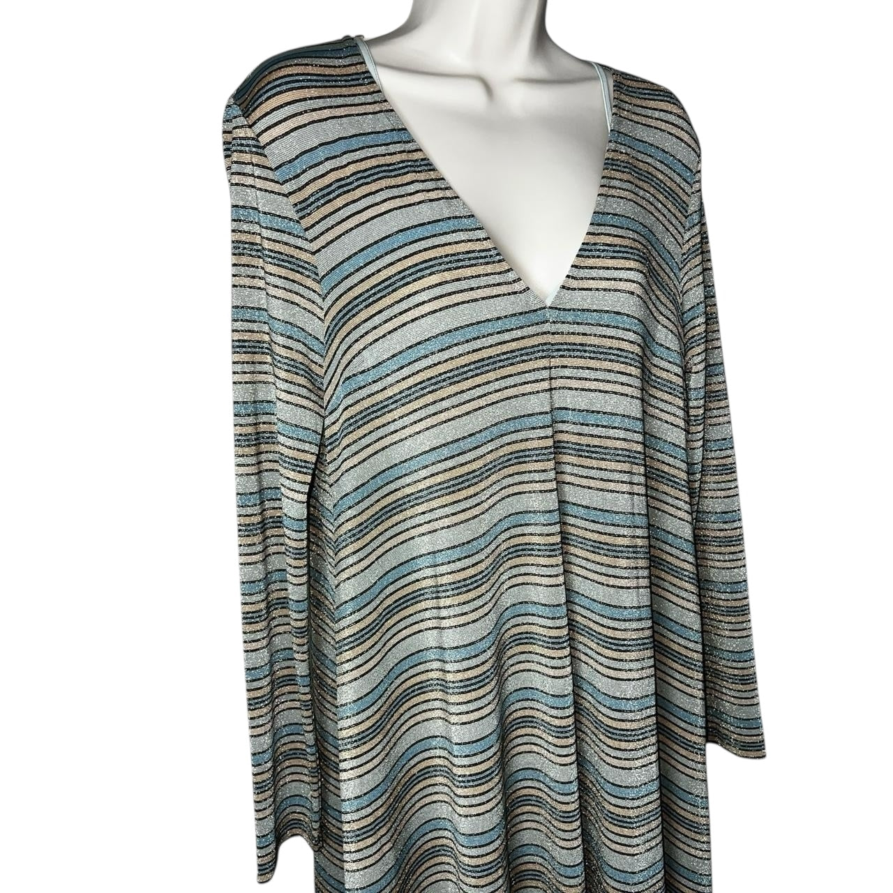 Stine Goya Metallic Stripe Relaxed Midi Dress – S