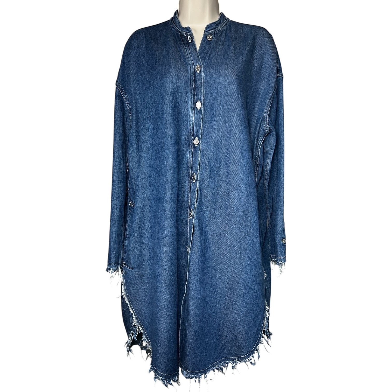 Acne Studios Gracie Denim Shirt Dress – Oversized Distressed Style, FR34 (AW16)