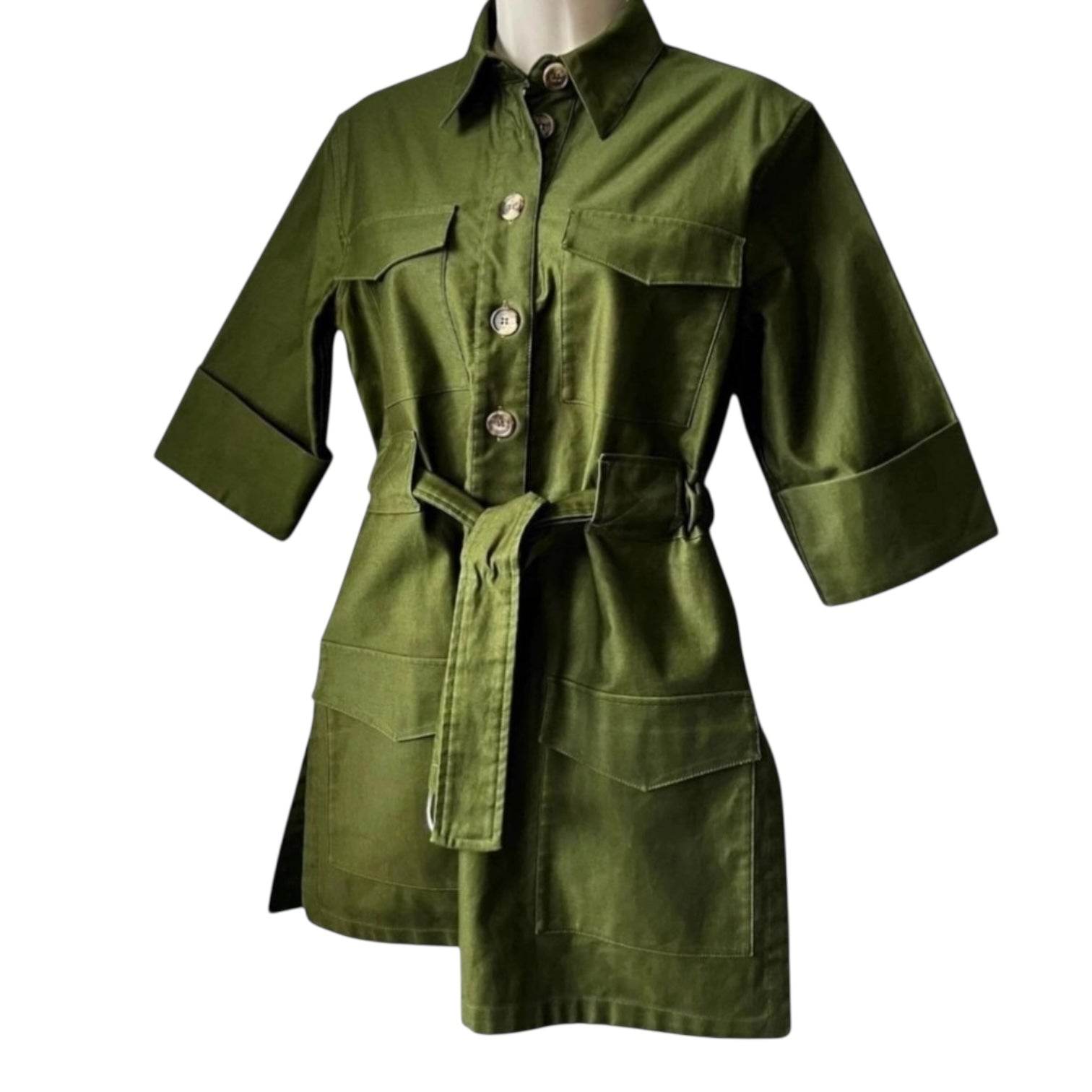 Celine by Phoebe Philo Cotton Belted Top – Safari Patch Pockets, Minimalist Military Chic, FR 36 – pre-loved