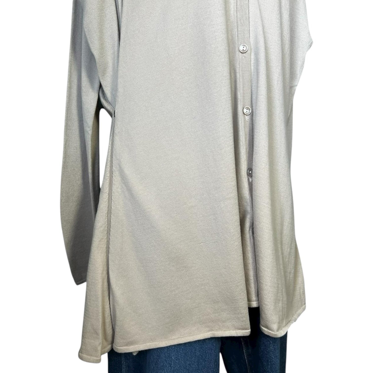 Maison Margiela Neutral Longline Relaxed Cardigan – Side Zip, M