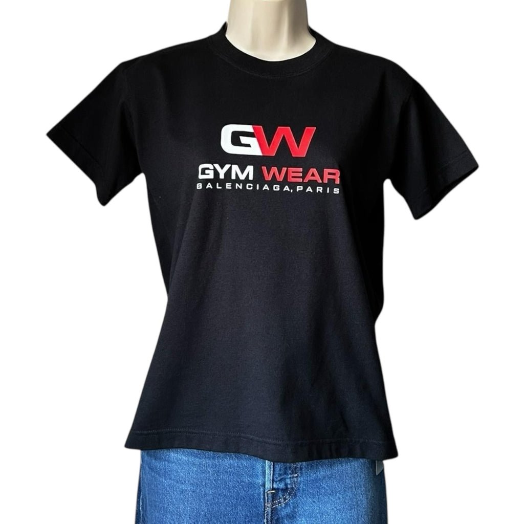 Balenciaga GW Gym Wear Logo Print Cotton T-Shirt – M