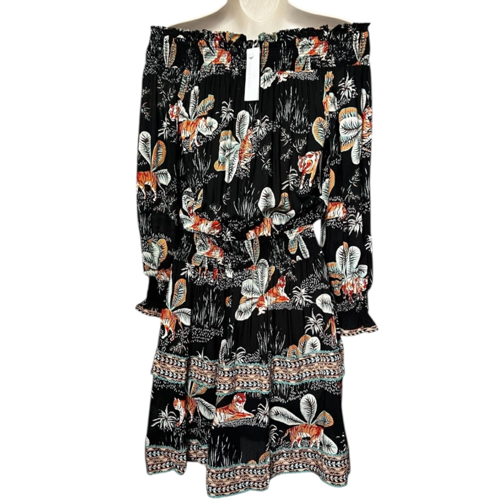Poupette St Barth Off-Shoulder Mini Dress – Tiered, XS