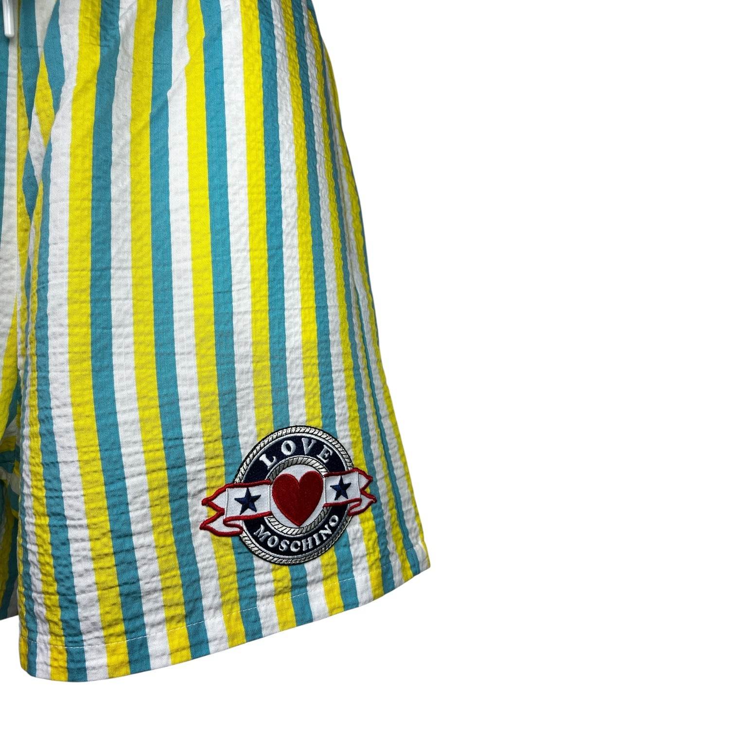 Love Moschino Striped Lyocell Boxer Shorts – High Waisted, Elastic Waist, IT40 (UK8) – pre-loved