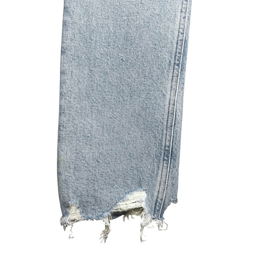 Agolde Riley Crop High Rise Straight Jeans – Distressed Raw Hem, Bitter, Size 24 – pre-loved
