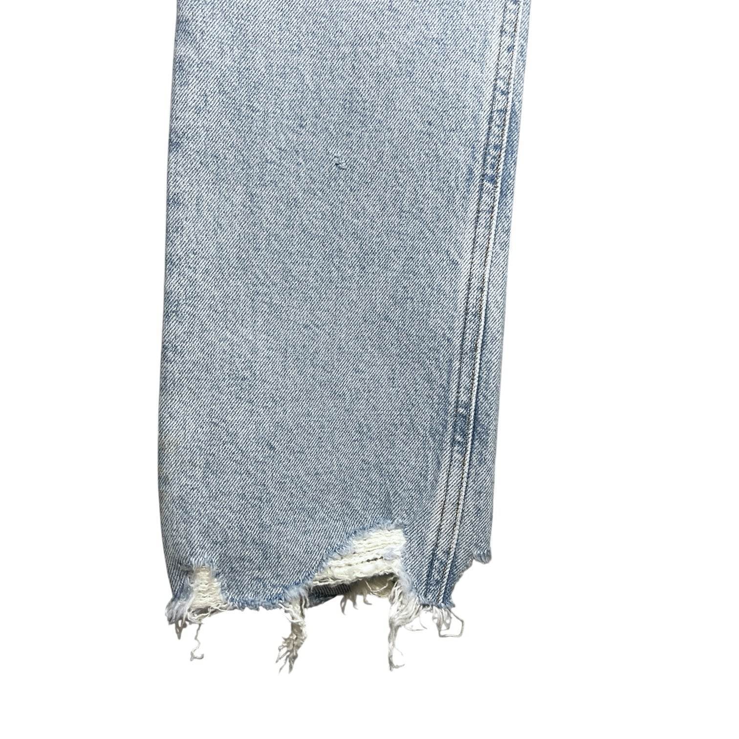Agolde Riley Crop High Rise Straight Jeans – Distressed Raw Hem, Bitter, Size 24 – pre-loved