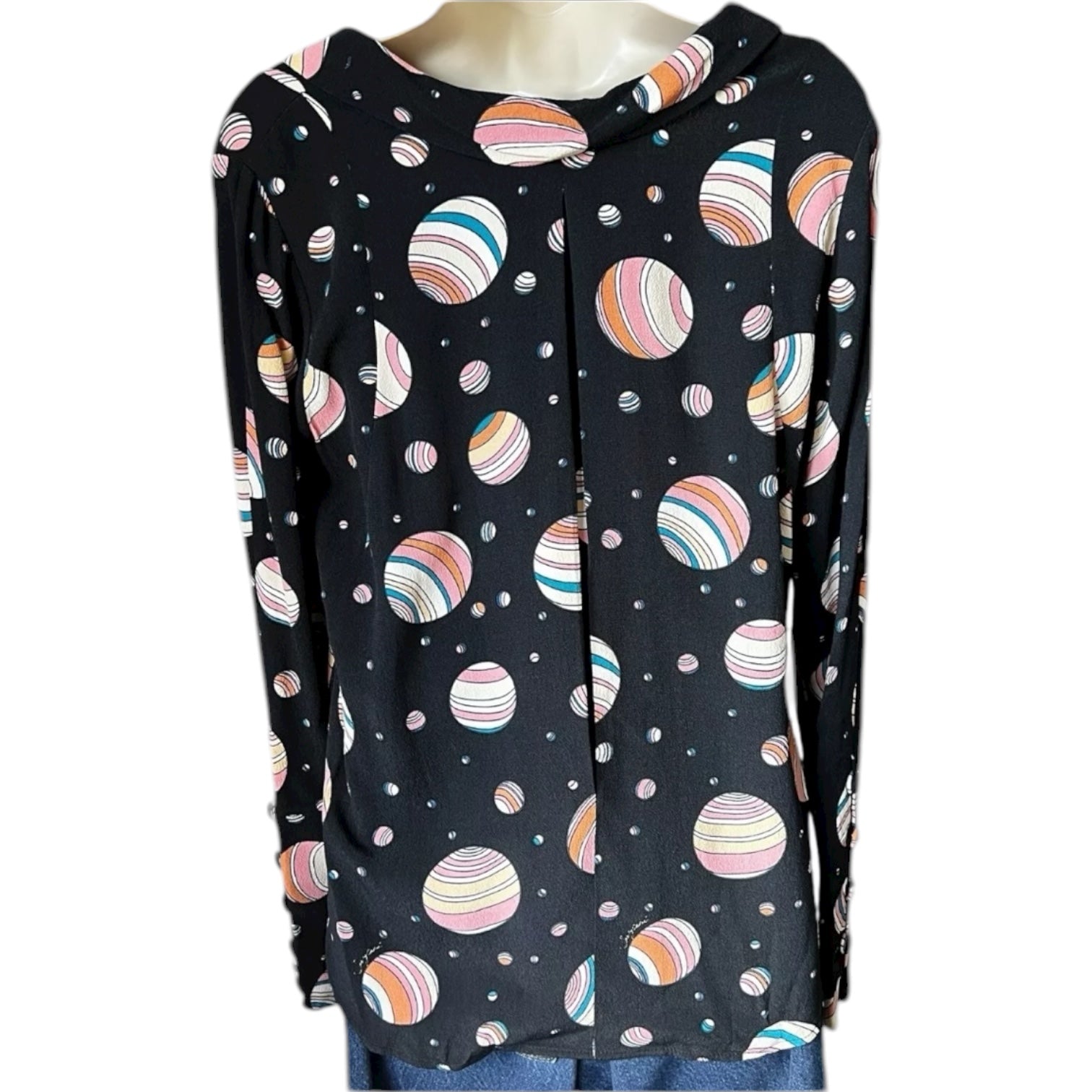See By Chloé Planet Print Blouse – Celestial Long Sleeve Top, UK8
