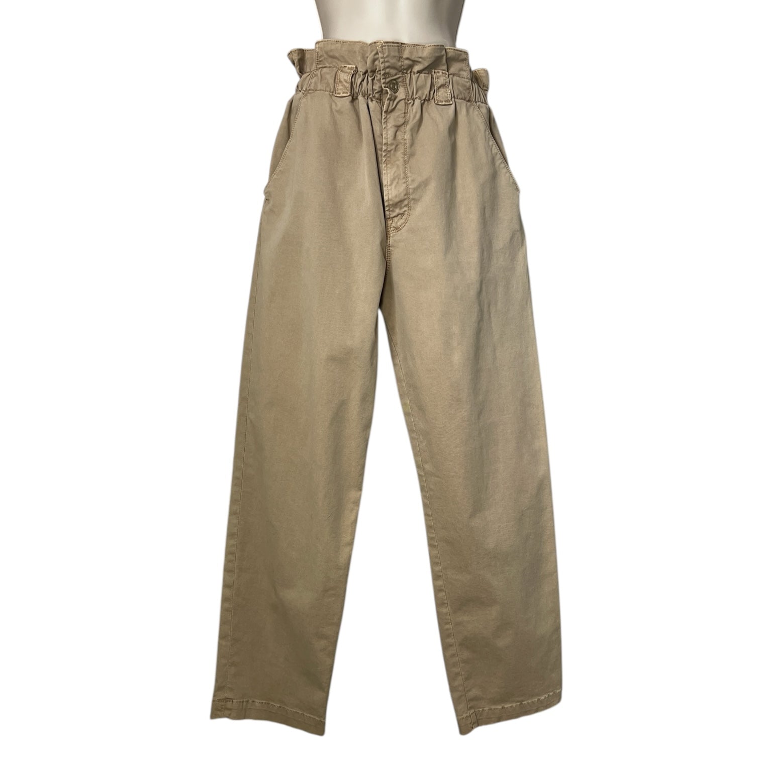 Mother The YOYO Ruffle Greaser Khaki Paperbag Crop Trousers – 28