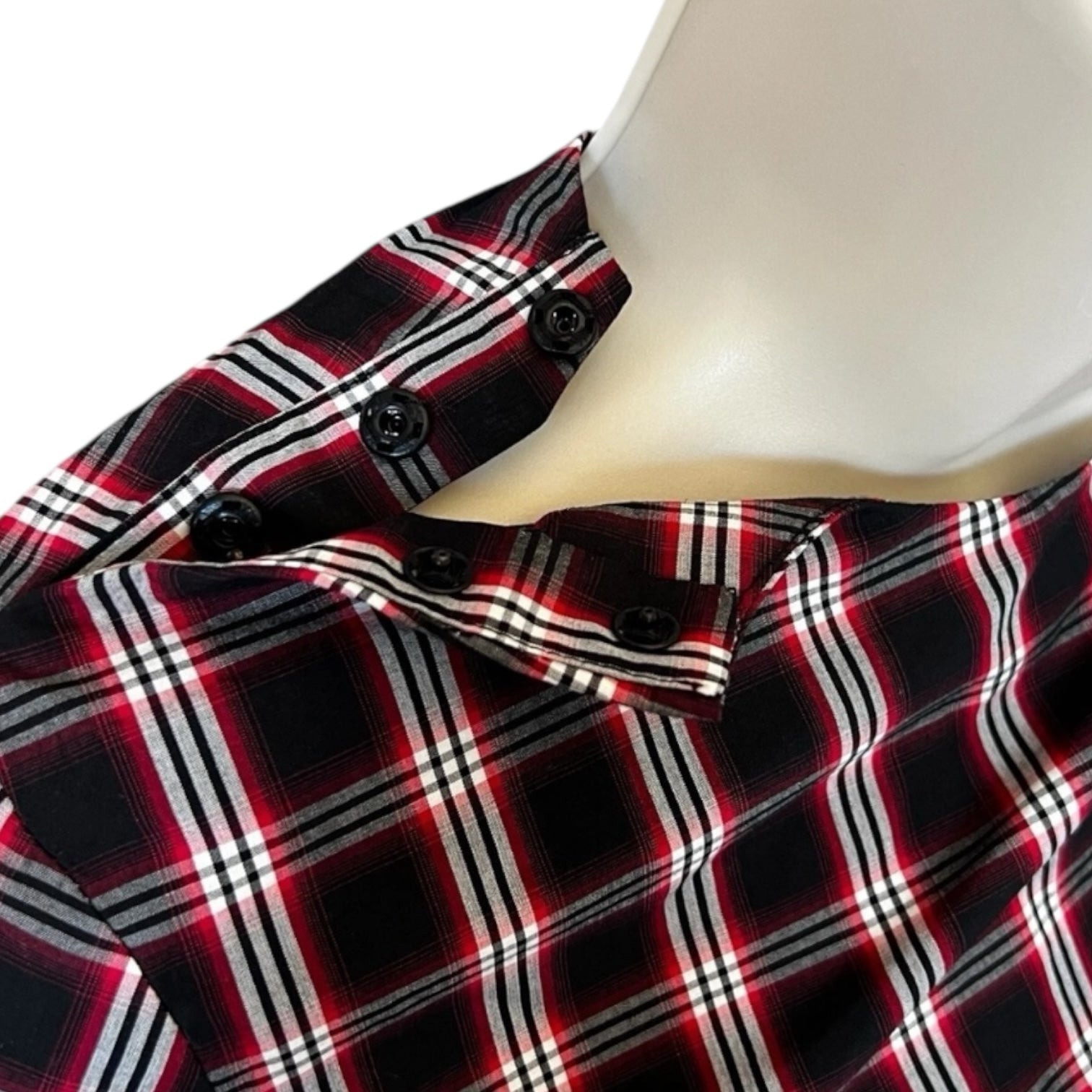 Isabel Marant Tartan Mini Dress – Ruched Cotton Check Short Sleeve, FR36