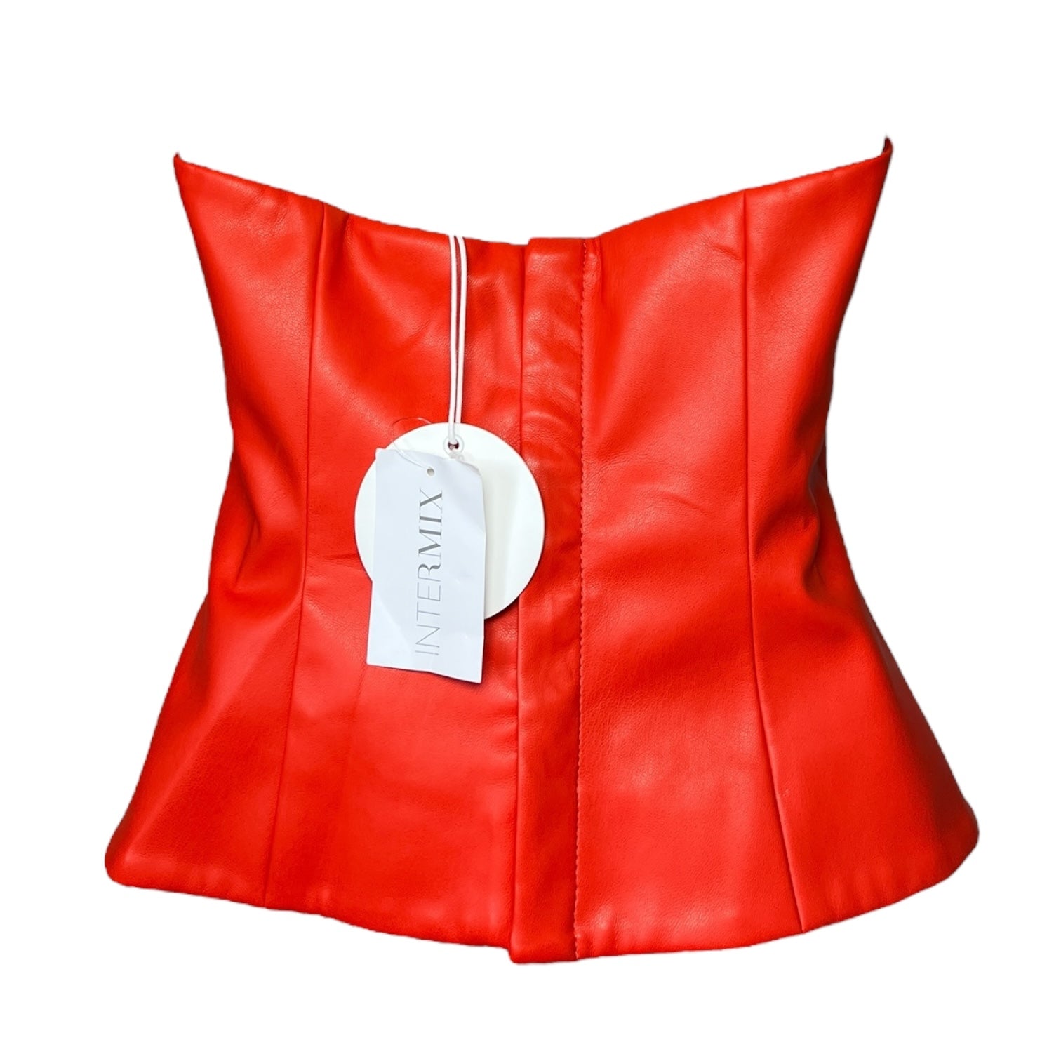 STAUD Cherry Red Vegan Leather Bustier Crop Top – US4 (UK8)
