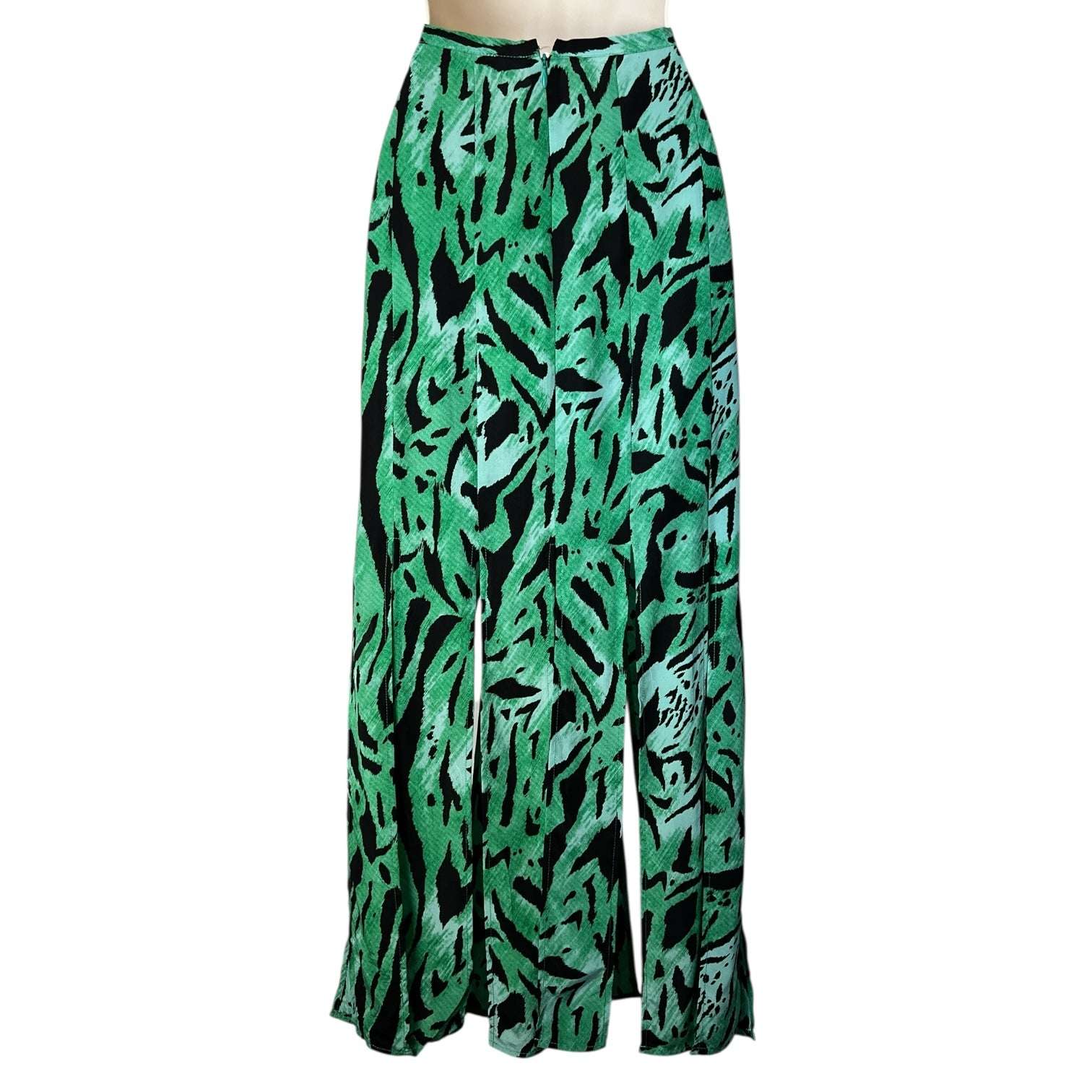 RIXO Silk Midi Skirt – Tiger Print with Fringe Hem, Size L – pre-loved
