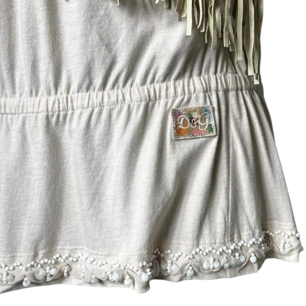 Vintage D&G Dolce & Gabbana Beaded Fringe Top – One Shoulder, IT42