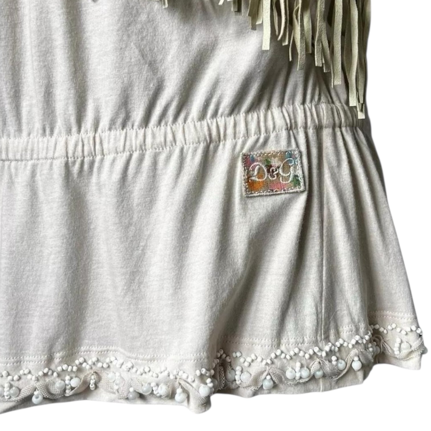 Vintage D&G Dolce & Gabbana Beaded Fringe Top – One Shoulder, IT42
