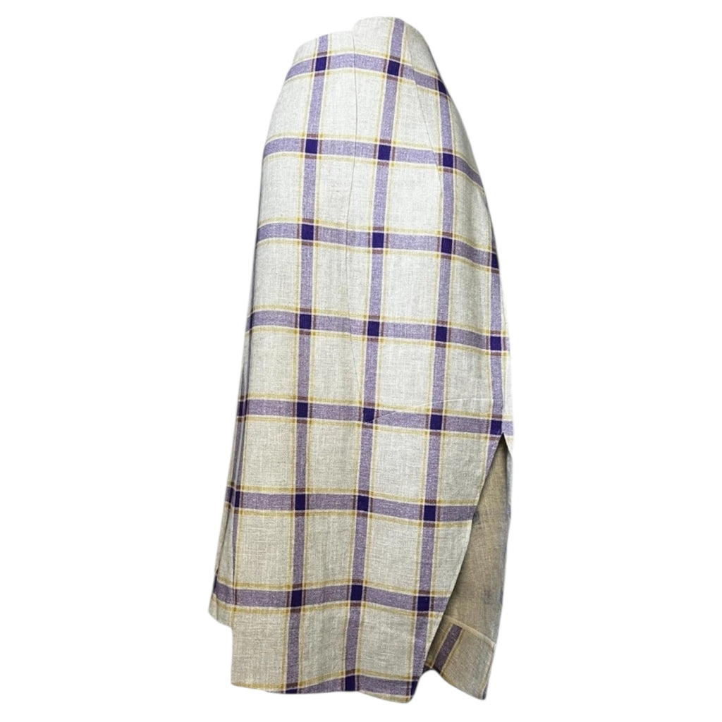 Rejina Pyo Kristine Linen Check Midi Skirt – Asymmetrical, UK12