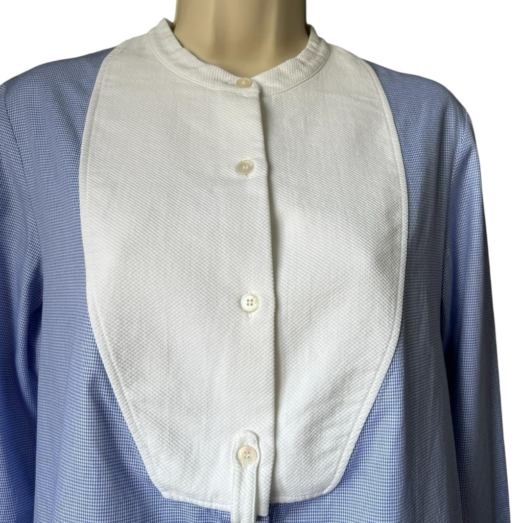 Stella McCartney Houndstooth Cotton Button Shirt – Retro Bib Front Wrap-Back, IT38