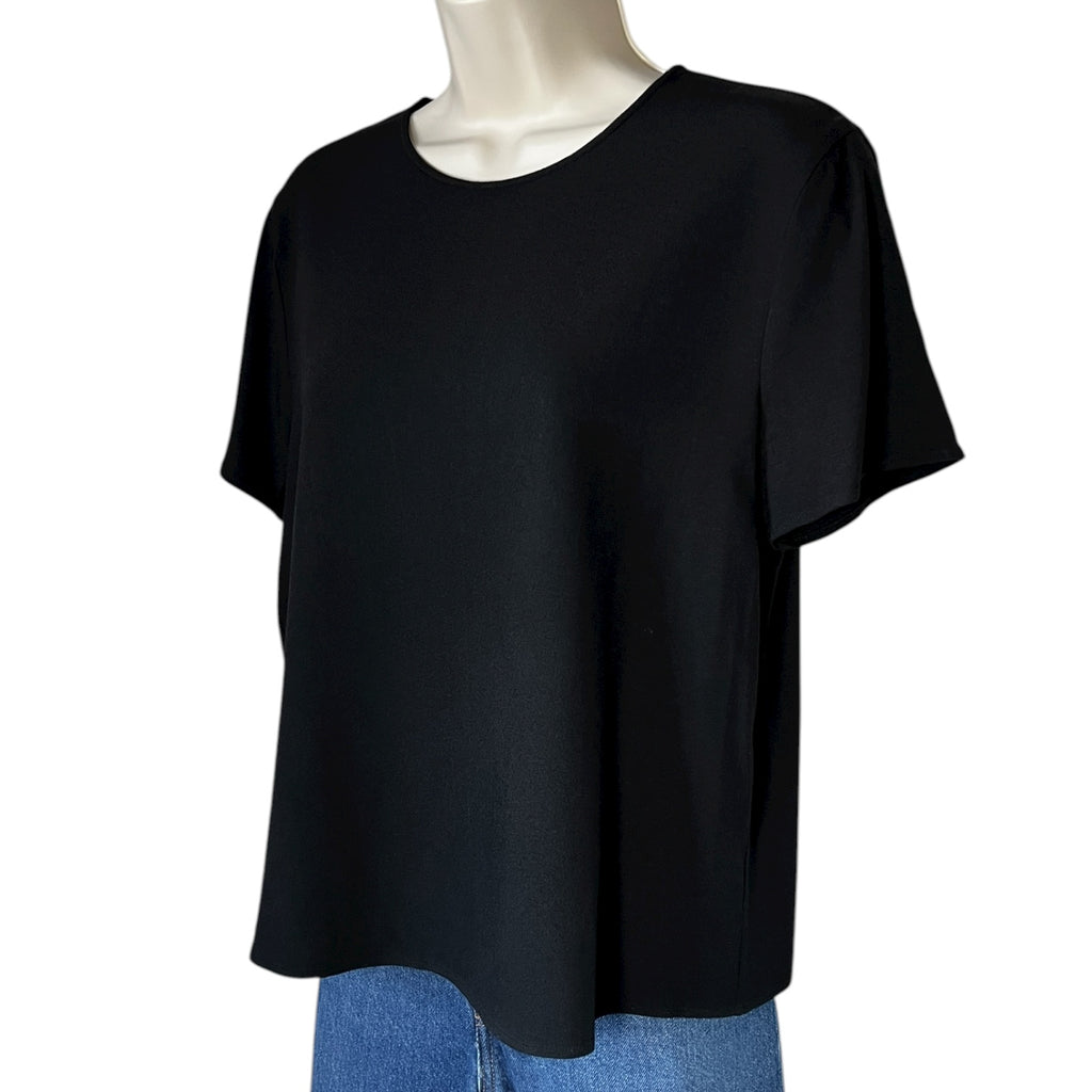 Jenni Kayne Japanese Crepe Relaxed Blouse – Black, M