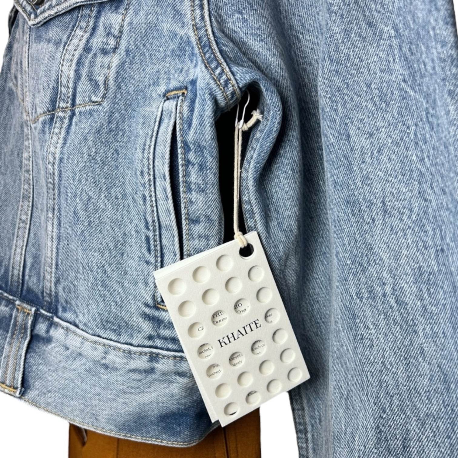 Khaite ‘Rizzo’ Studded Denim Jacket – Silver Hardware, Western Chic, Size L – pre-loved