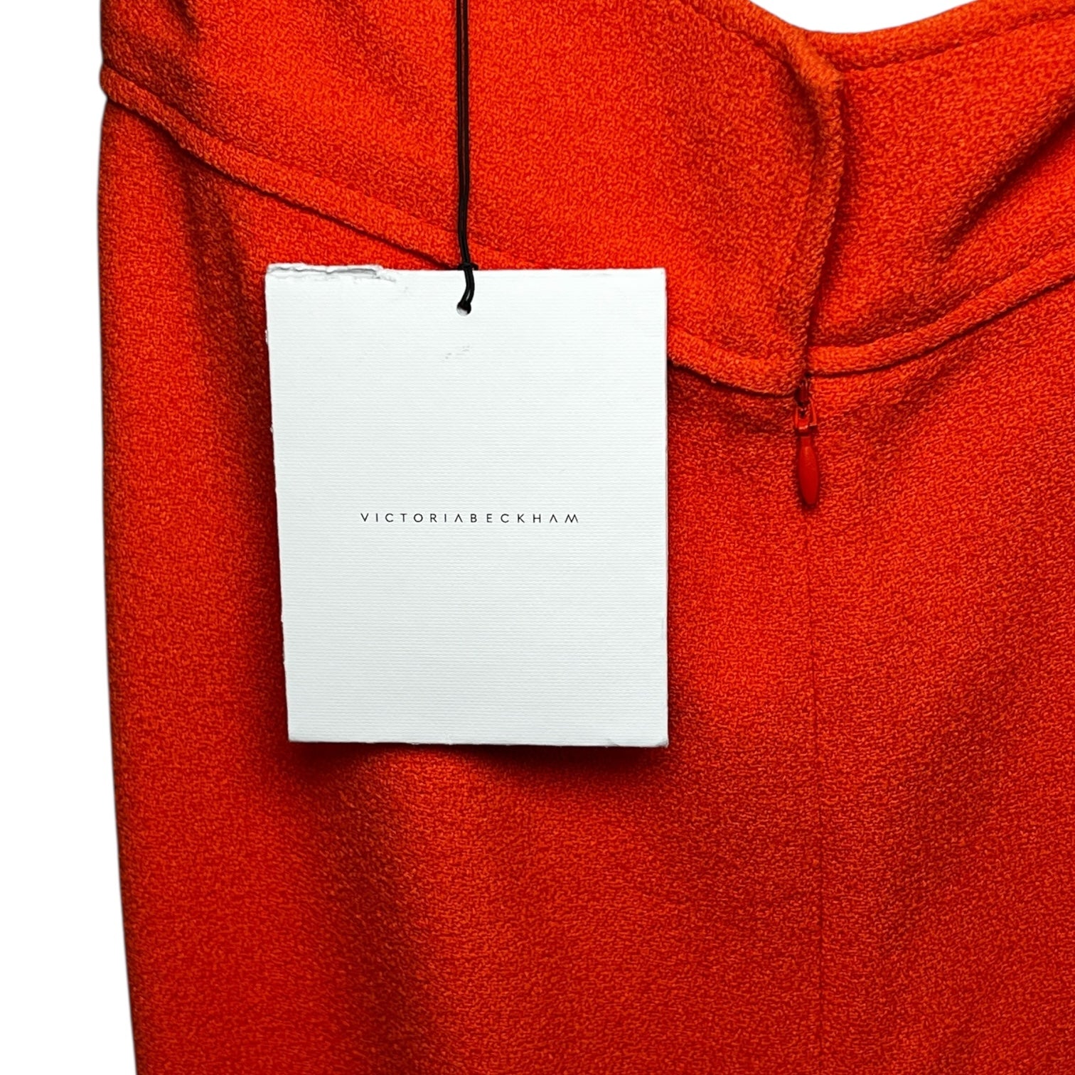 Victoria Beckham Orange Textured Sable Bustier Asymmetric Flare Mini Dress - UK12