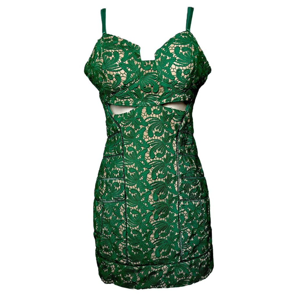 Self-Portrait Guipure Lace Mini Dress – Slip Style, Cut-Out, Fitted, UK 10 – pre-loved