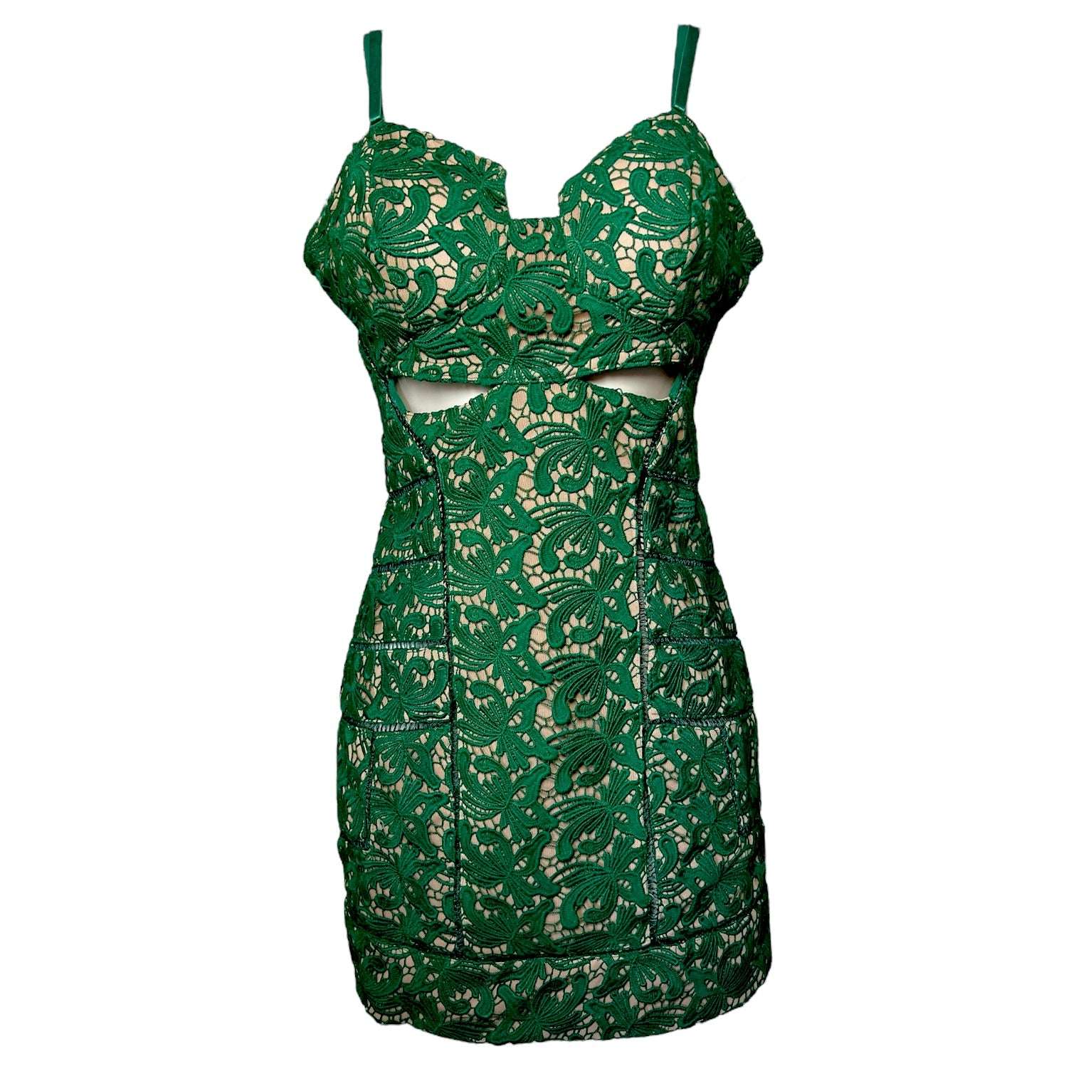 Self-Portrait Guipure Lace Mini Dress – Slip Style, Cut-Out, Fitted, UK 10 – pre-loved