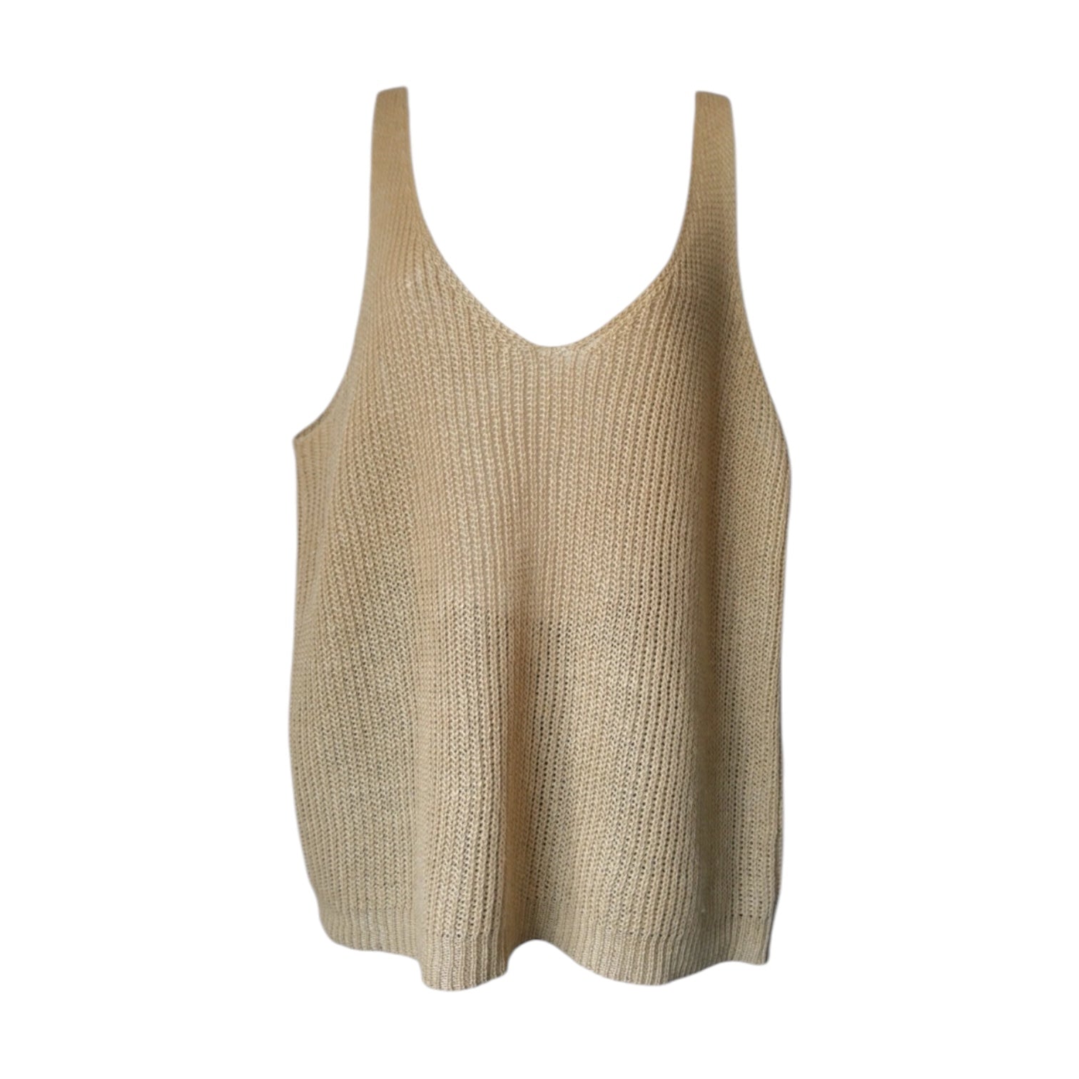 Nili Lotan “Nala” Linen Open-Knit Tank – Relaxed Sweater Top, L