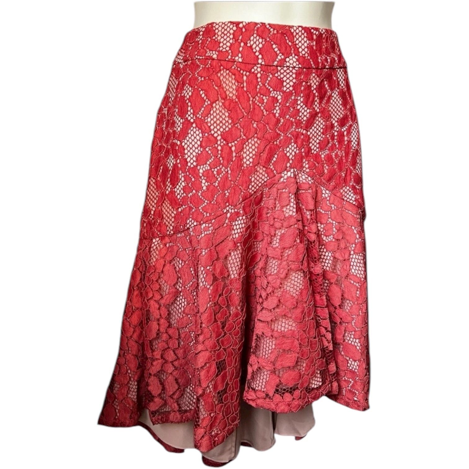 Alexis Asymmetrical Lace Mini Skirt – M