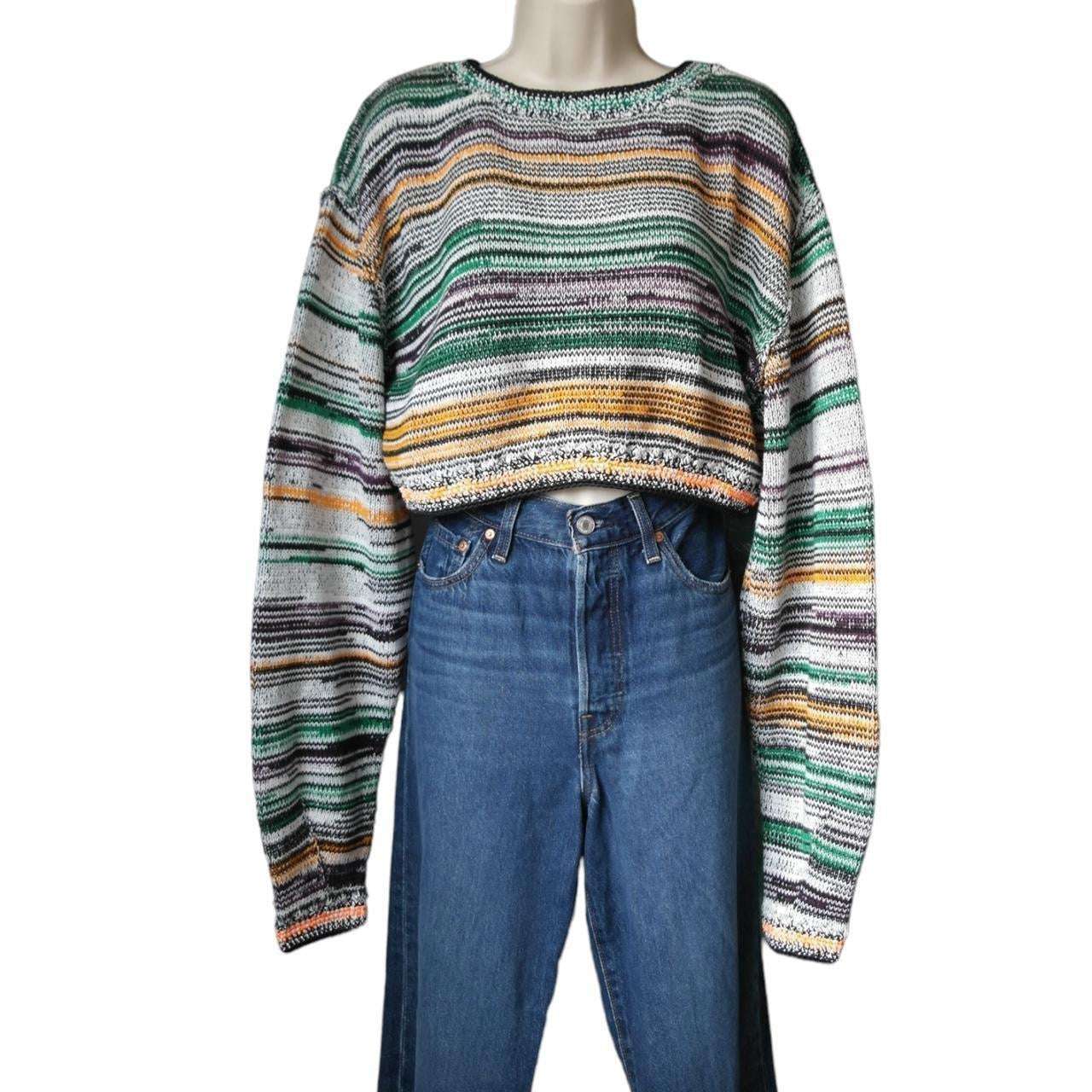 Miista Crochet Open Back Knit Jumper – Chunky Cotton Crop, S – pre-loved