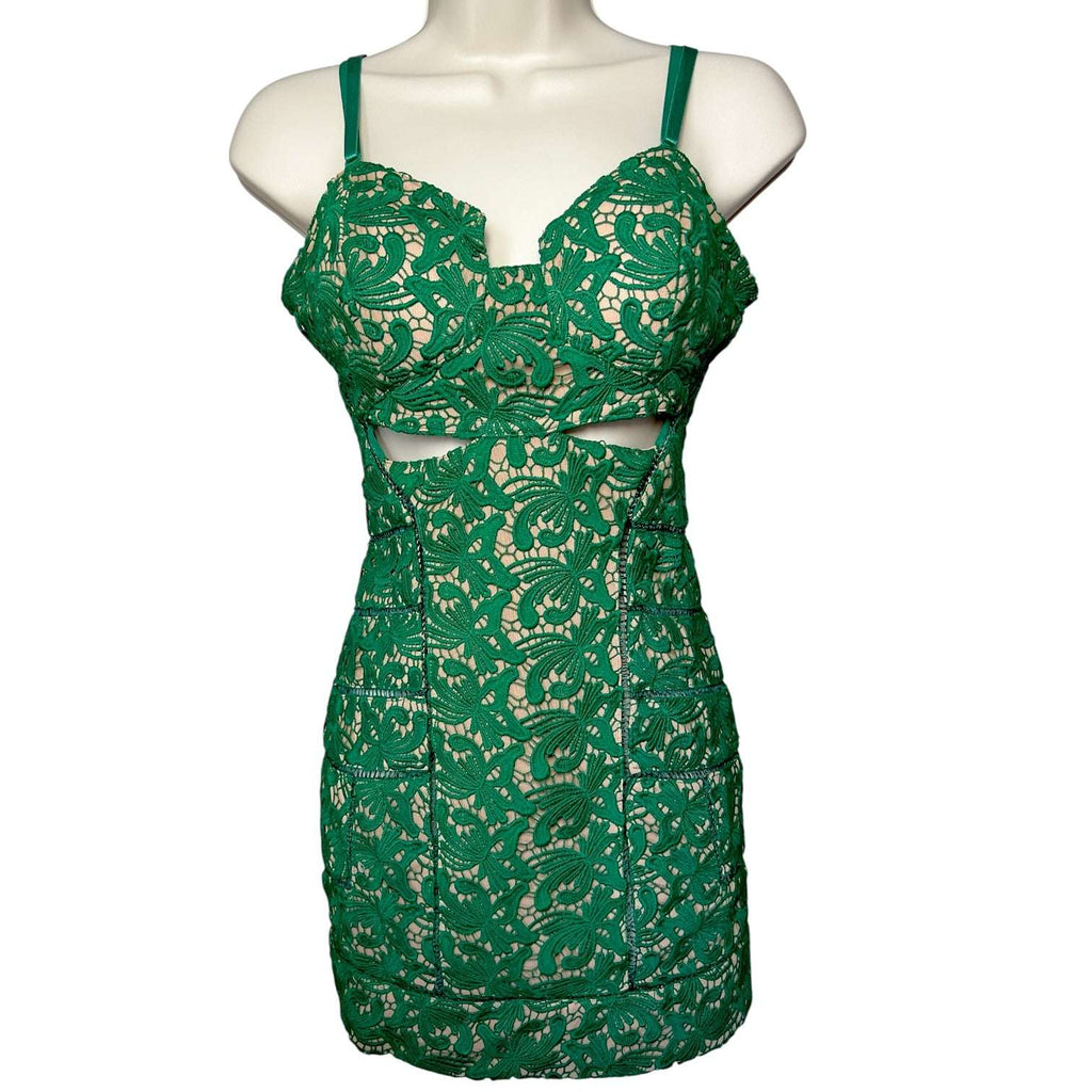 Self-Portrait Guipure Lace Mini Dress – Slip Style, Cut-Out, Fitted, UK 10 – pre-loved